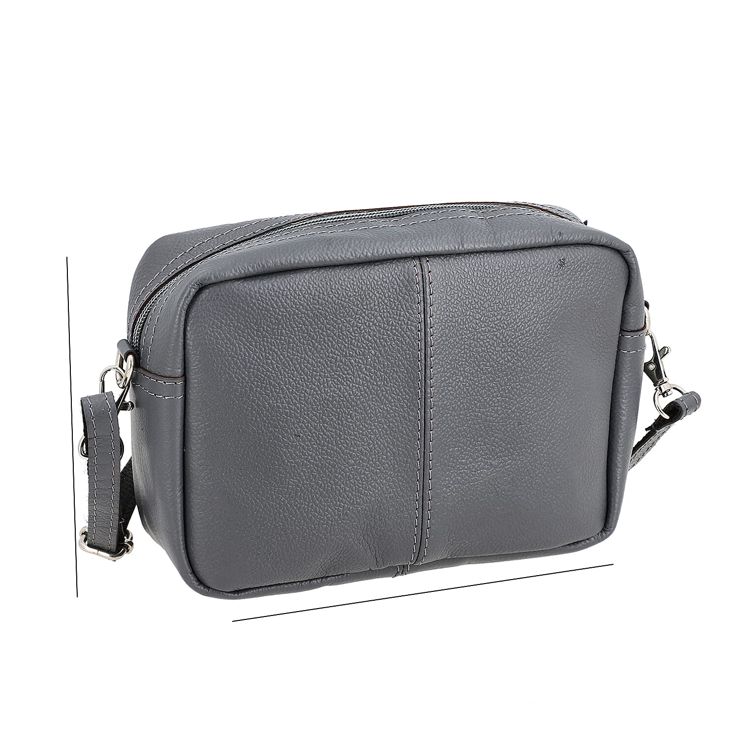 One Time Closeout - Leather Patterned Crossbody Bag (Size 20x5x12 cm) - Grey