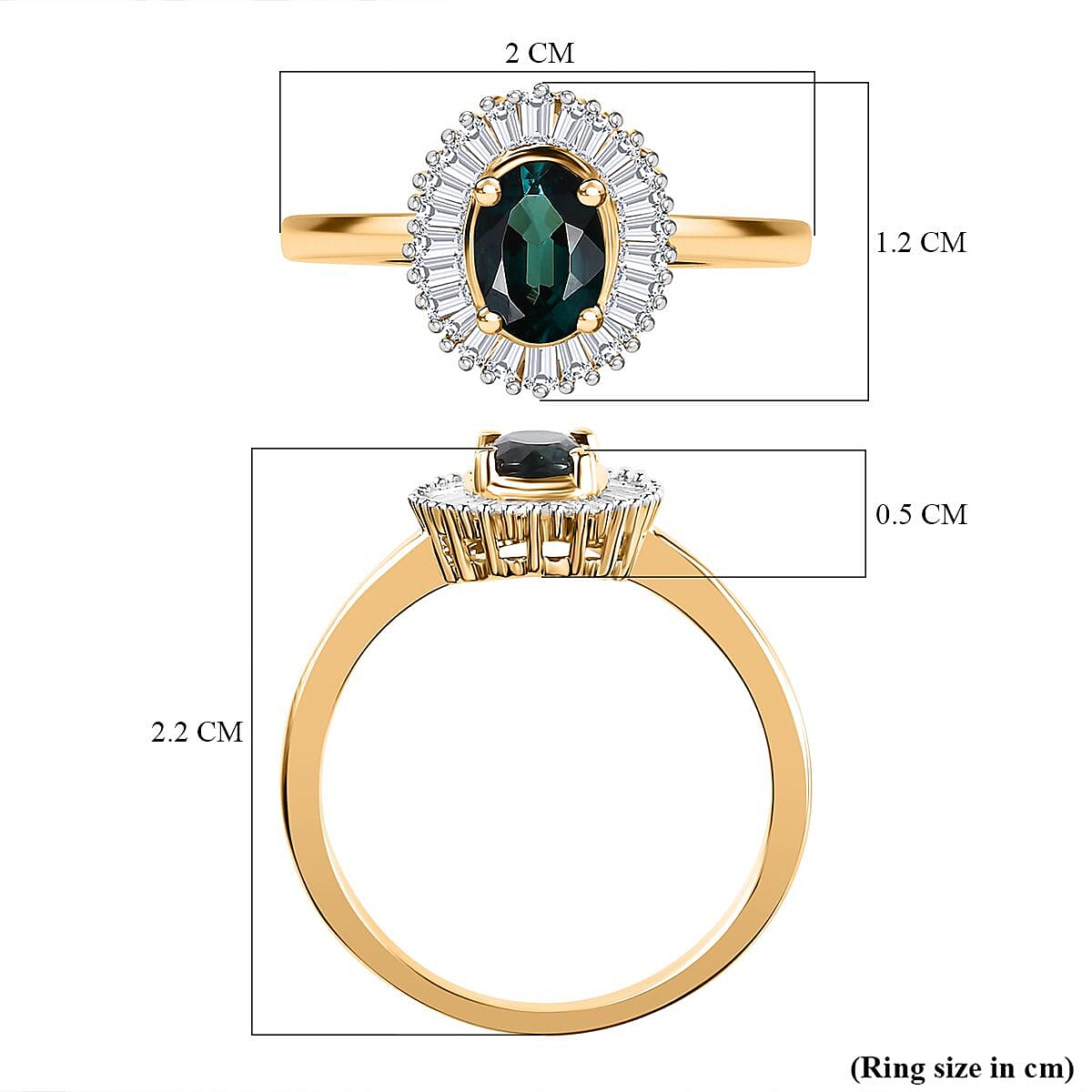 9K Yellow Gold Indicolite & Diamond Halo Ring 0.80 Ct 9K Yellow Gold Indicolite & Diamond Halo Ring 0.80 Ct