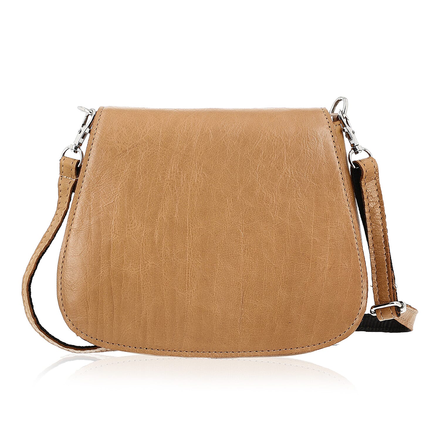 100% Genuine Leather Crossbody Bag (Size 20x6x15 cm) - Tan & Black