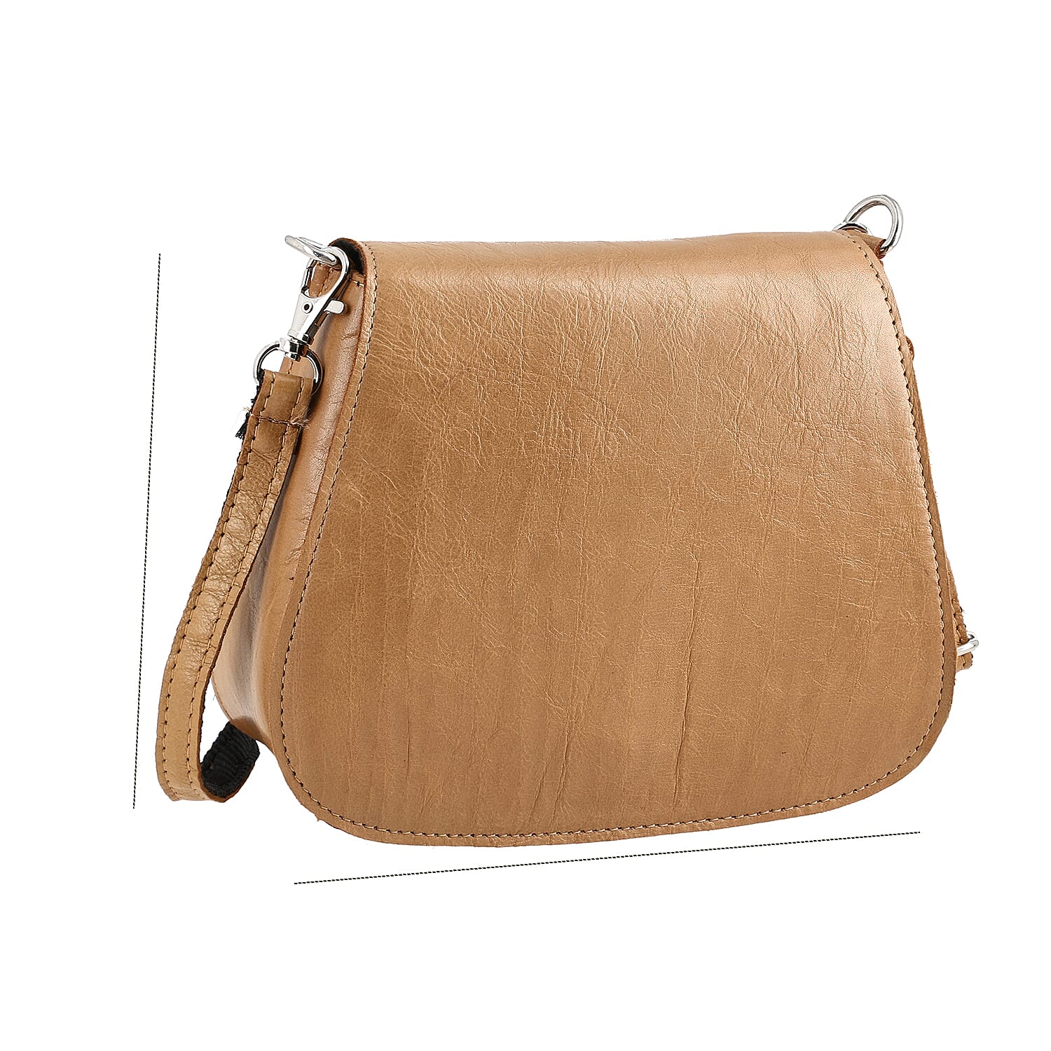 100% Genuine Leather Crossbody Bag (Size 20x6x15 cm) - Tan & Black
