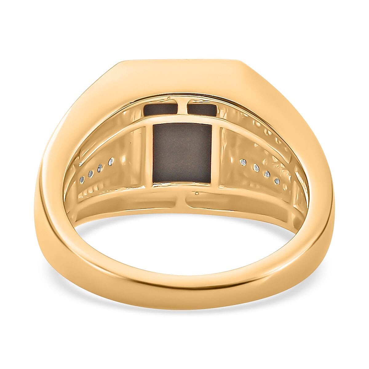 The Rare Find - Ammolite & Natural Zircon Ring in 18K Vermeil YG Plated Sterling Silver 2.73 Ct, Silver Wt. 6.72 Gms The Rare Find - Ammolite & Natural Zircon Ring in 18K Vermeil YG Plated Sterling Silver 2.73 Ct, Silver Wt. 6.72 Gms