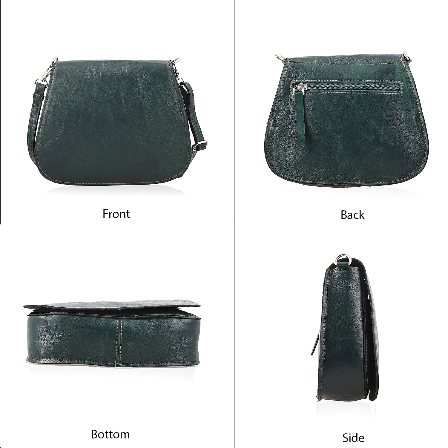 100% Genuine Leather Crossbody Bag (Size 20x6x15 cm) - Olive Green & Black