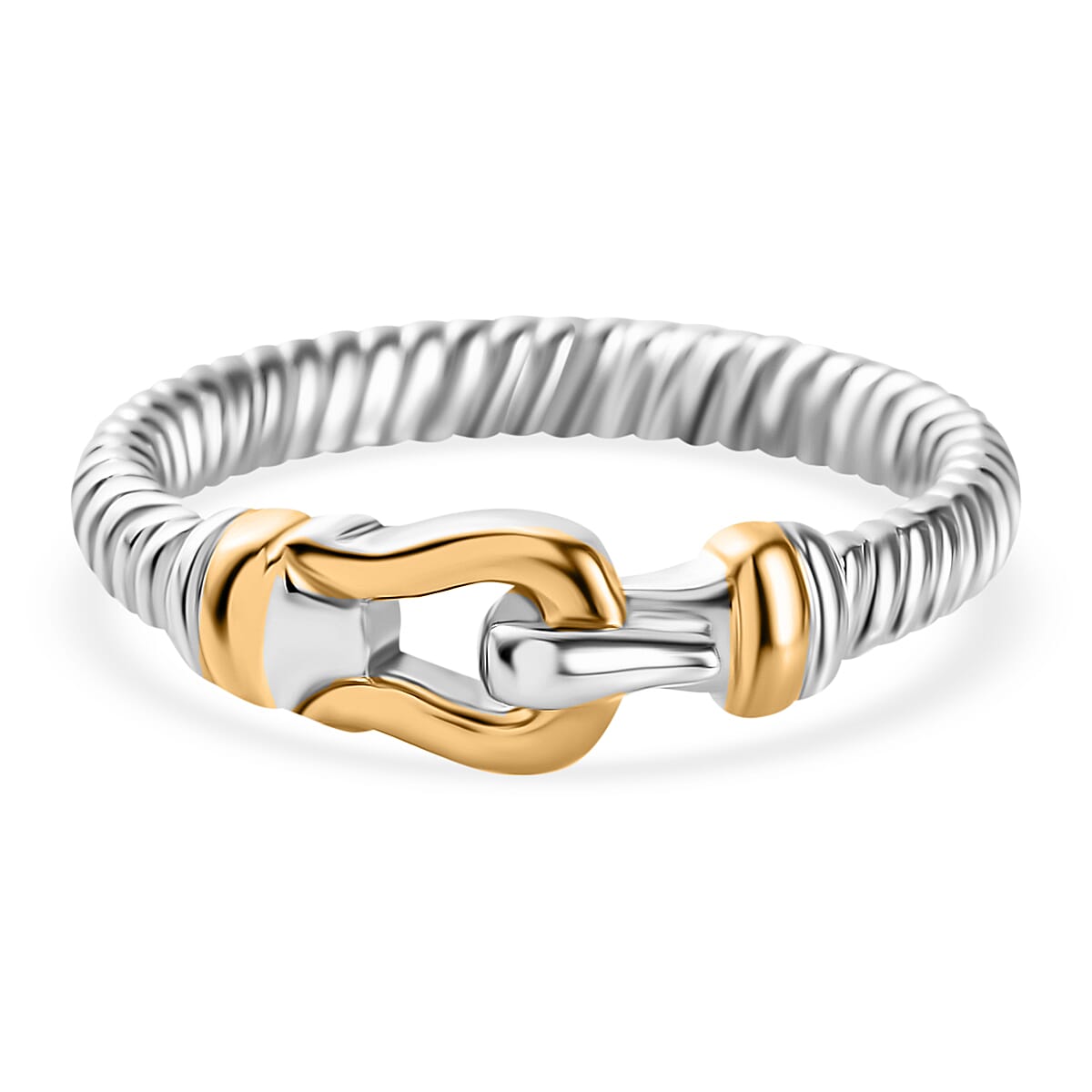 Designer Inspired Textured Stirrup Ring in Sterling Silver