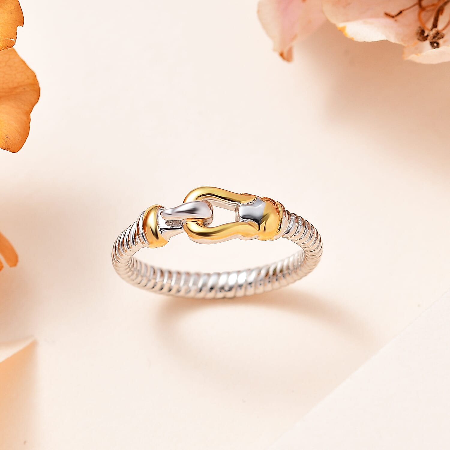 Designer Inspired Textured Stirrup Ring in Sterling Silver