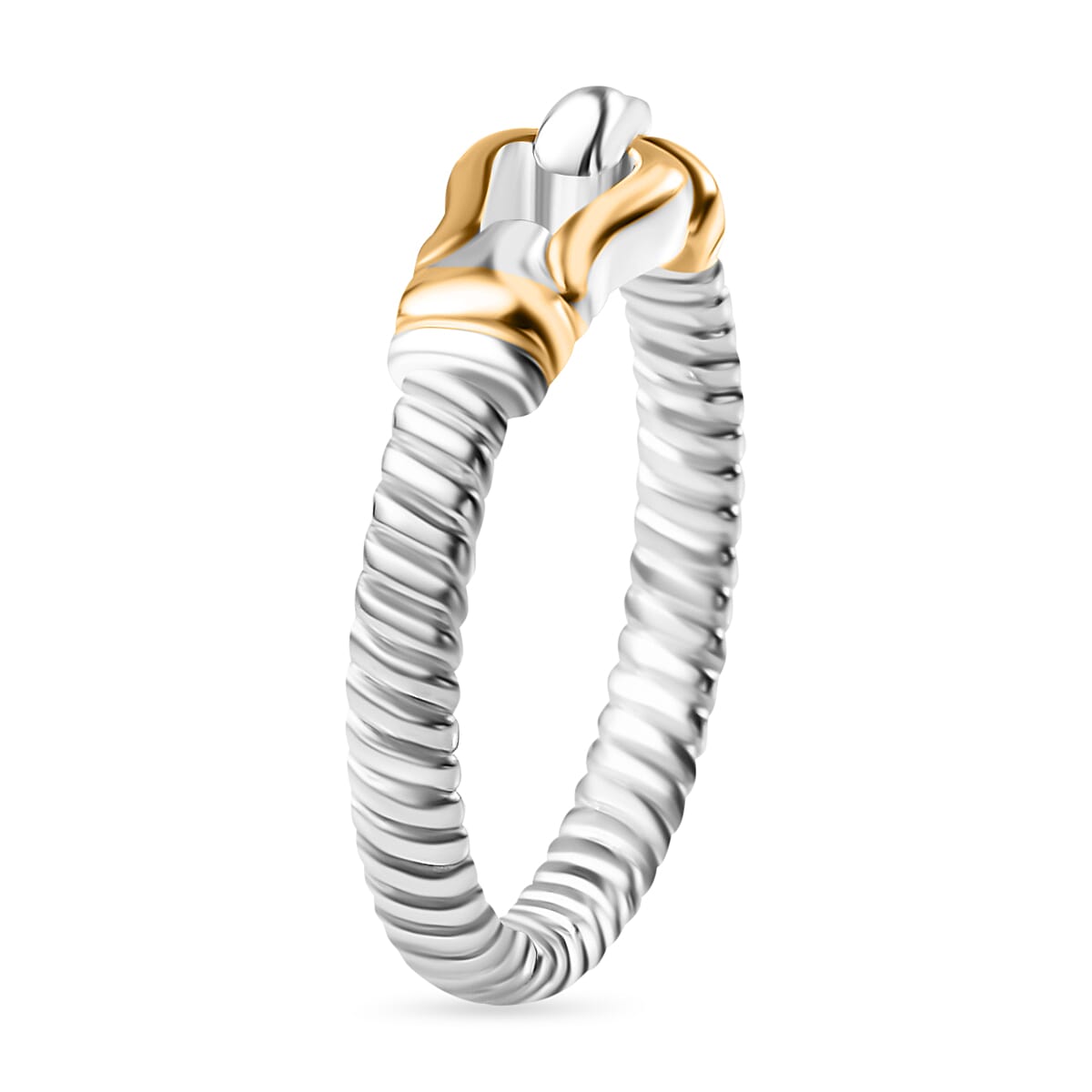 Designer Inspired Textured Stirrup Ring in Sterling Silver