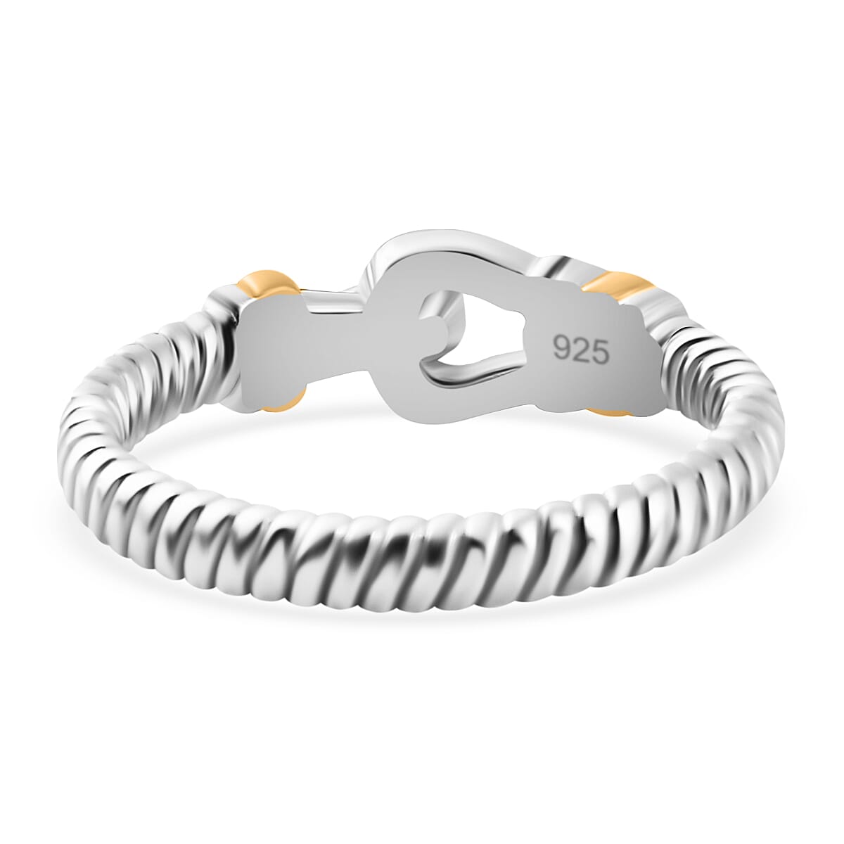 Designer Inspired Textured Stirrup Ring in Sterling Silver