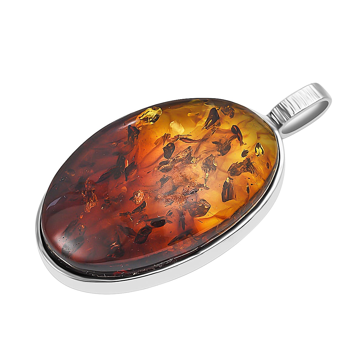 Rare Bi Colour Amber Pendant in Sterling Silver 60.00 Ct, Silver Wt 8.50 Gms