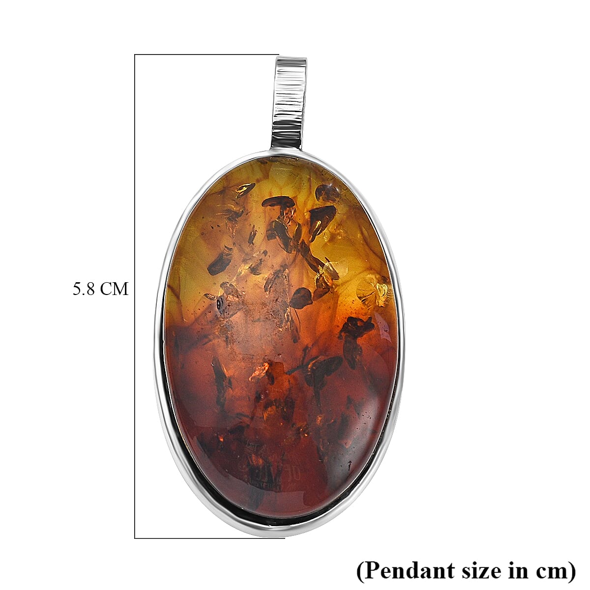 Rare Bi Colour Amber Pendant in Sterling Silver 60.00 Ct, Silver Wt 8.50 Gms