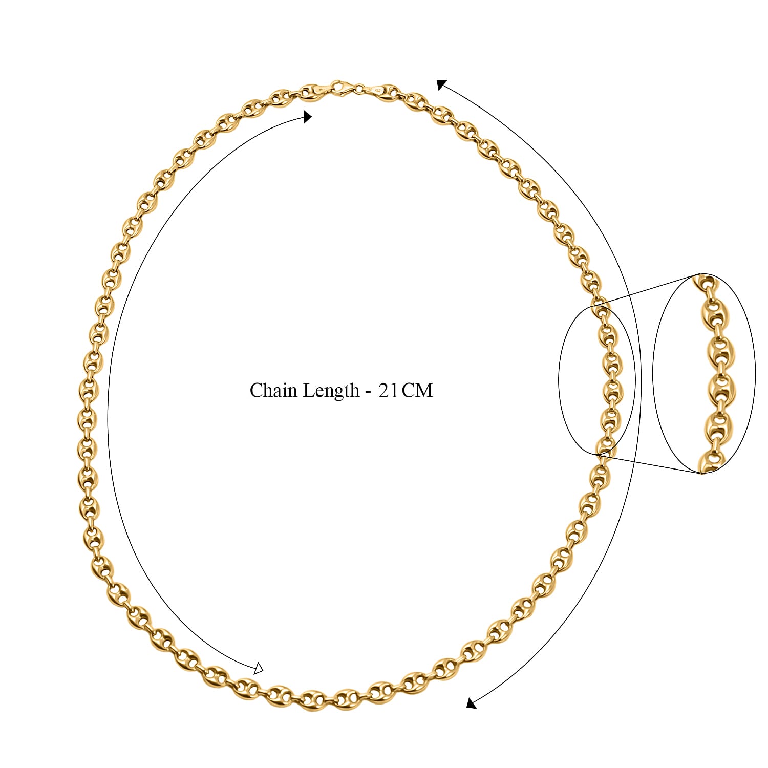 9K Yellow Gold Mariner Necklace Size - 22, Gold Wt 13.1