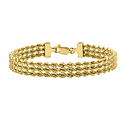 9K Yellow Gold 3- Strand Rope Bracelet (Size - 7.5), Gold Wt. 5.55 Gms