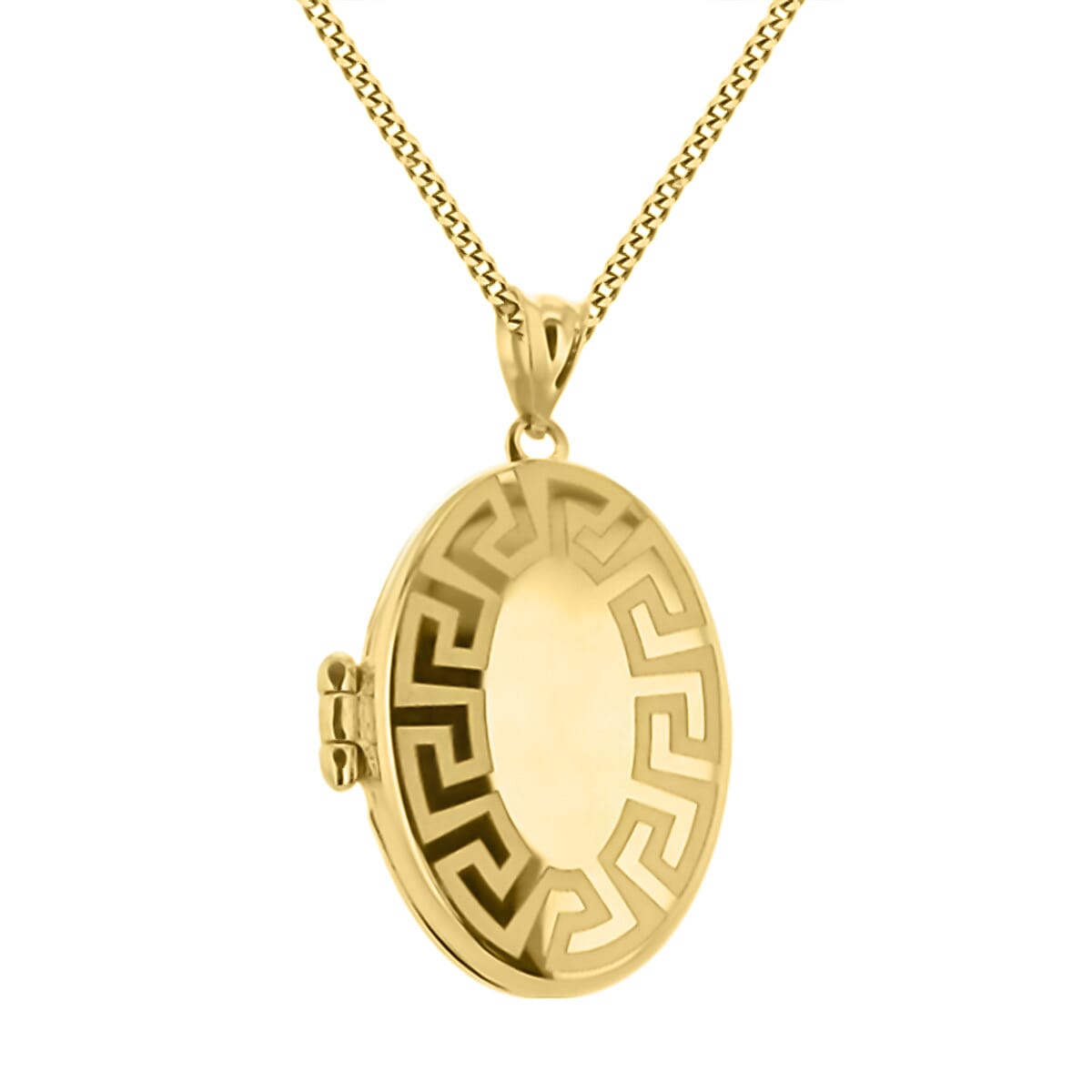 Hatton Garden Close Out Deal - 9K Yellow Gold Oval Greek Engraved Pendant, Gold Wt. 2.5 Gms