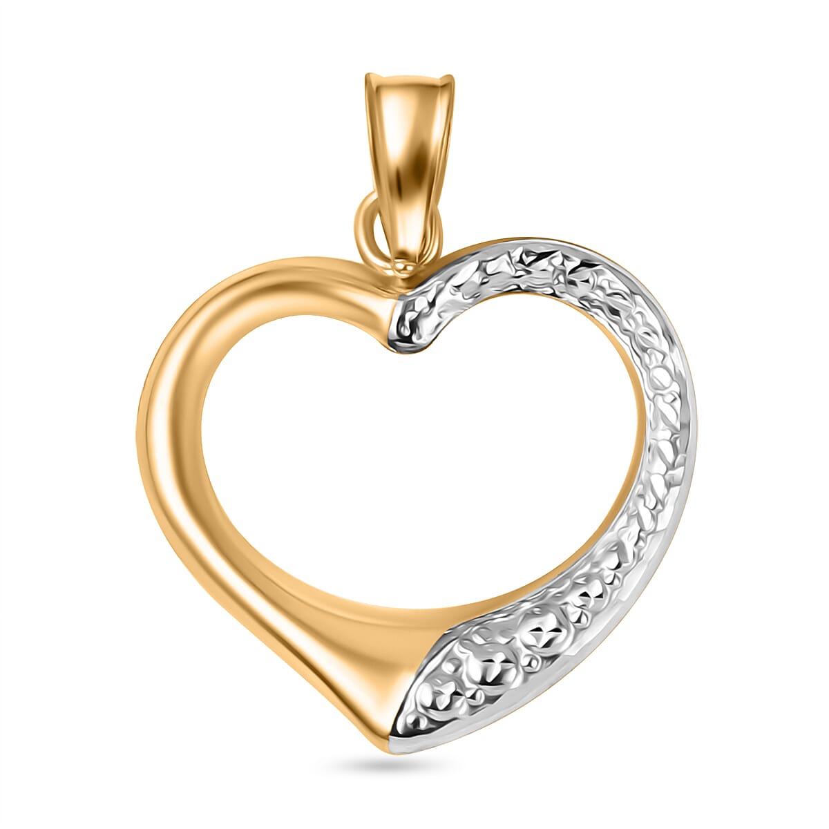 Designer Inspired - 9K Yellow & White Gold Open Heart Pendant