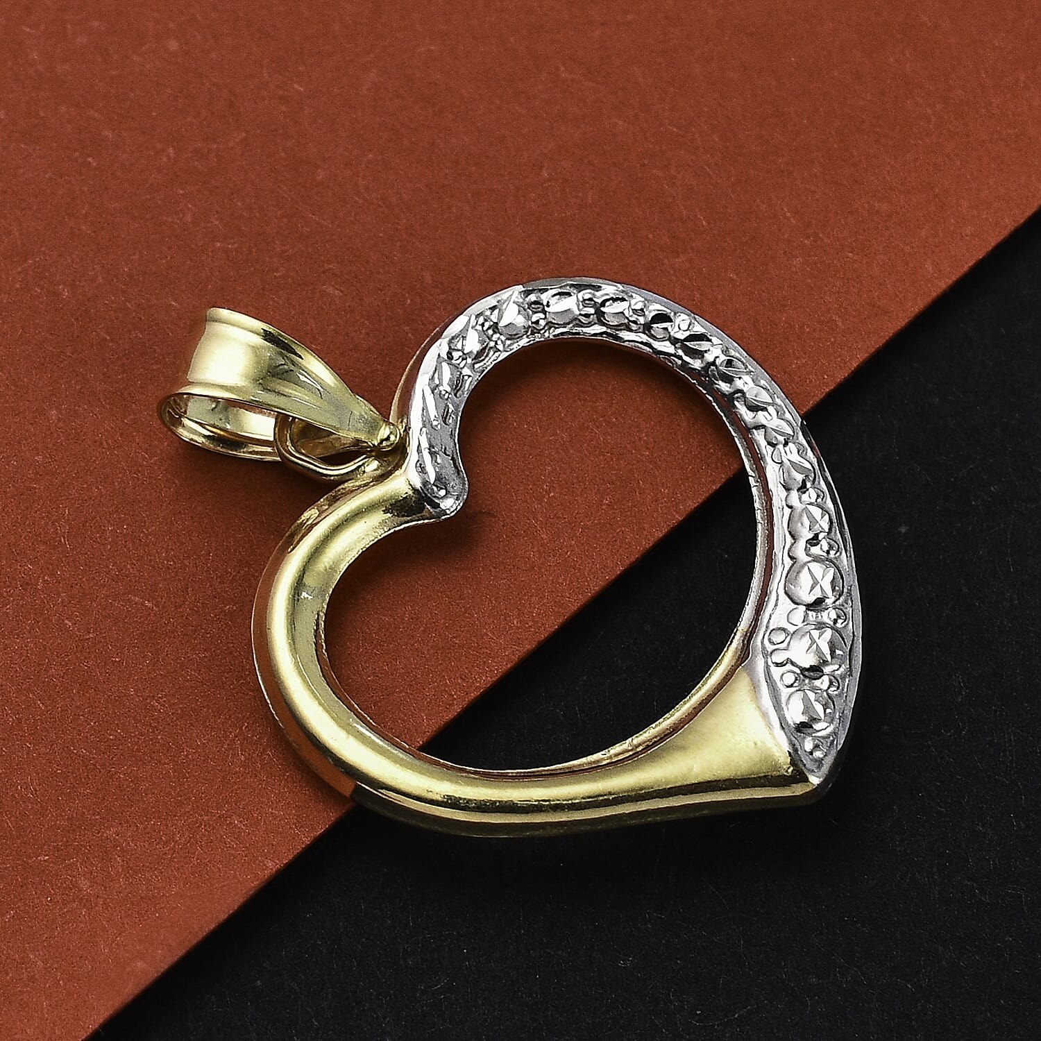 Designer Inspired - 9K Yellow & White Gold Open Heart Pendant