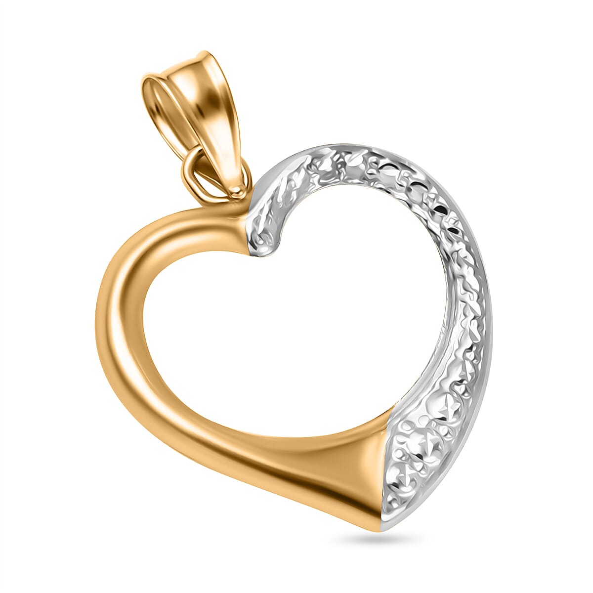 Designer Inspired - 9K Yellow & White Gold Open Heart Pendant