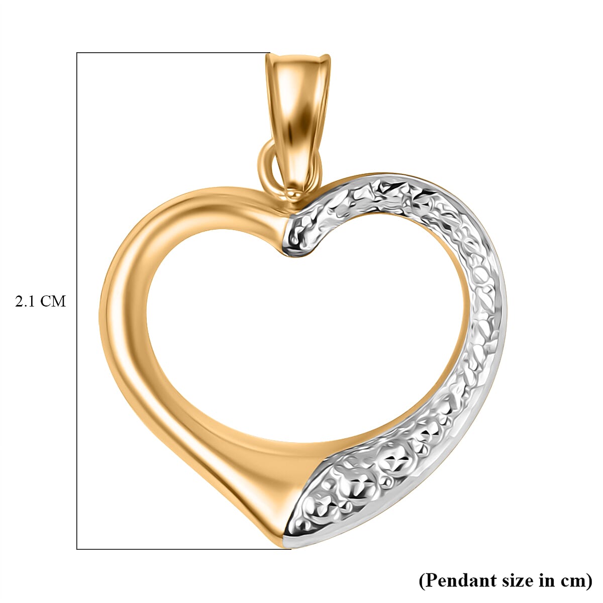 Designer Inspired - 9K Yellow & White Gold Open Heart Pendant