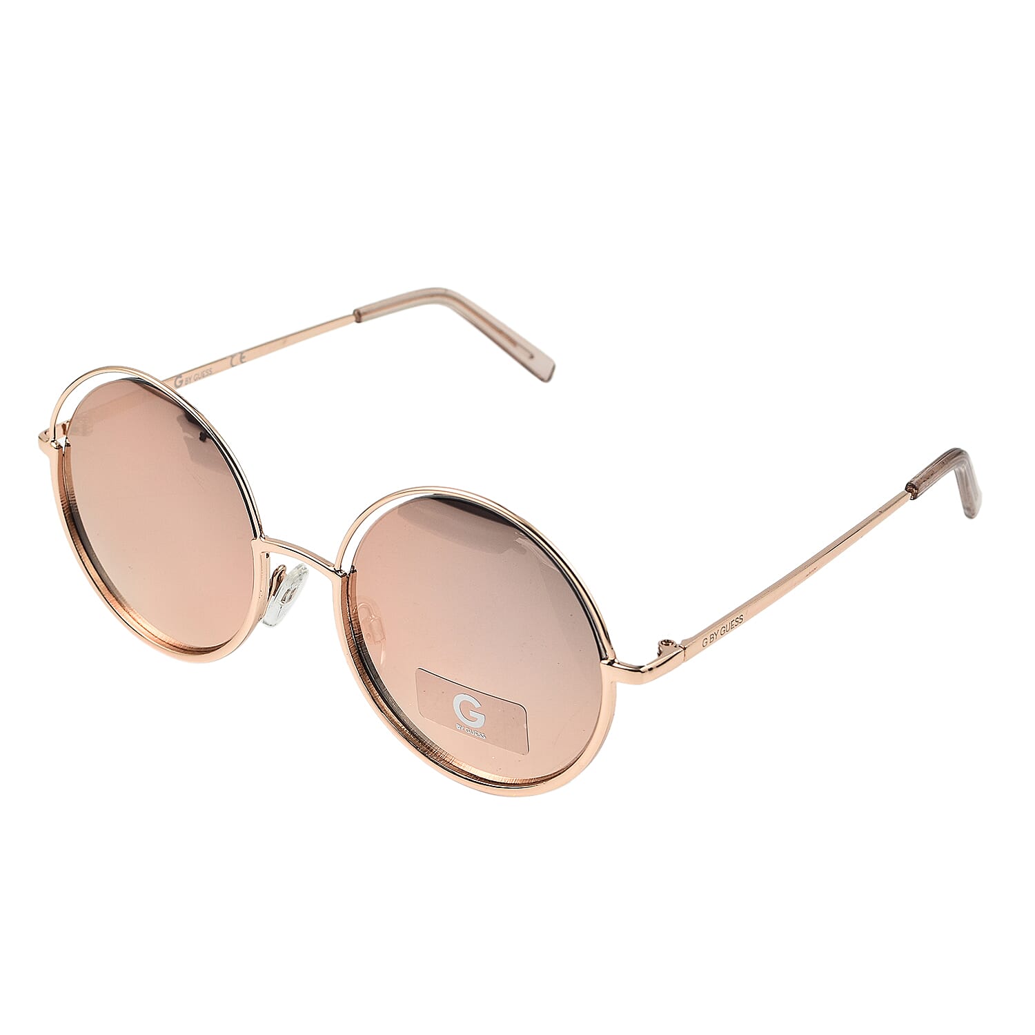 Guess Womens Round Rose Gold Sunglass