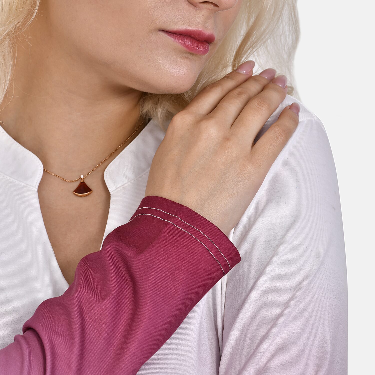 La Marey Gradient V-Neck Top - Red