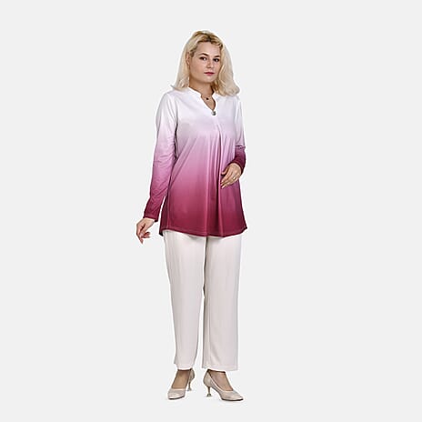 La Marey Ombre V-Neck Top (Size XXL 24 to 26) - Pink
