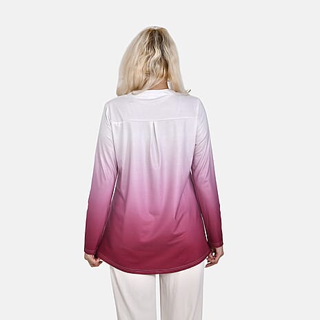 La Marey Ombre V-Neck Top (Size XXL 24 to 26) - Pink