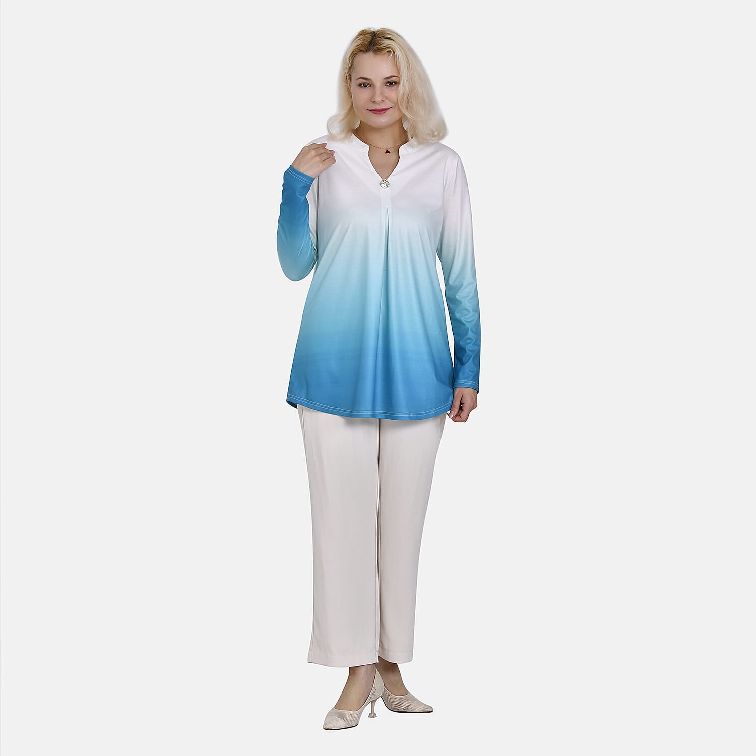 La Marey Gradient V-Neck Top - Red