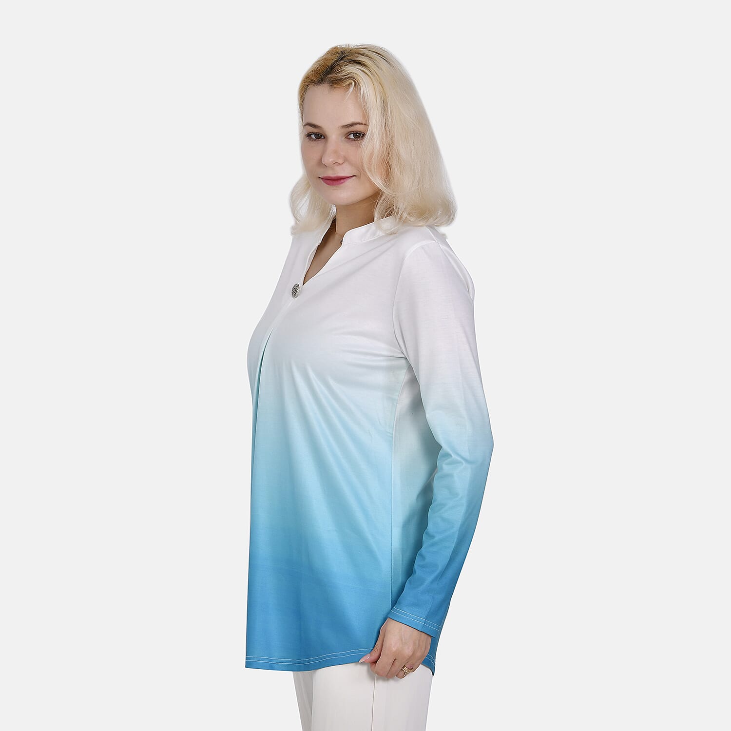 La Marey Gradient V-Neck Top - Red