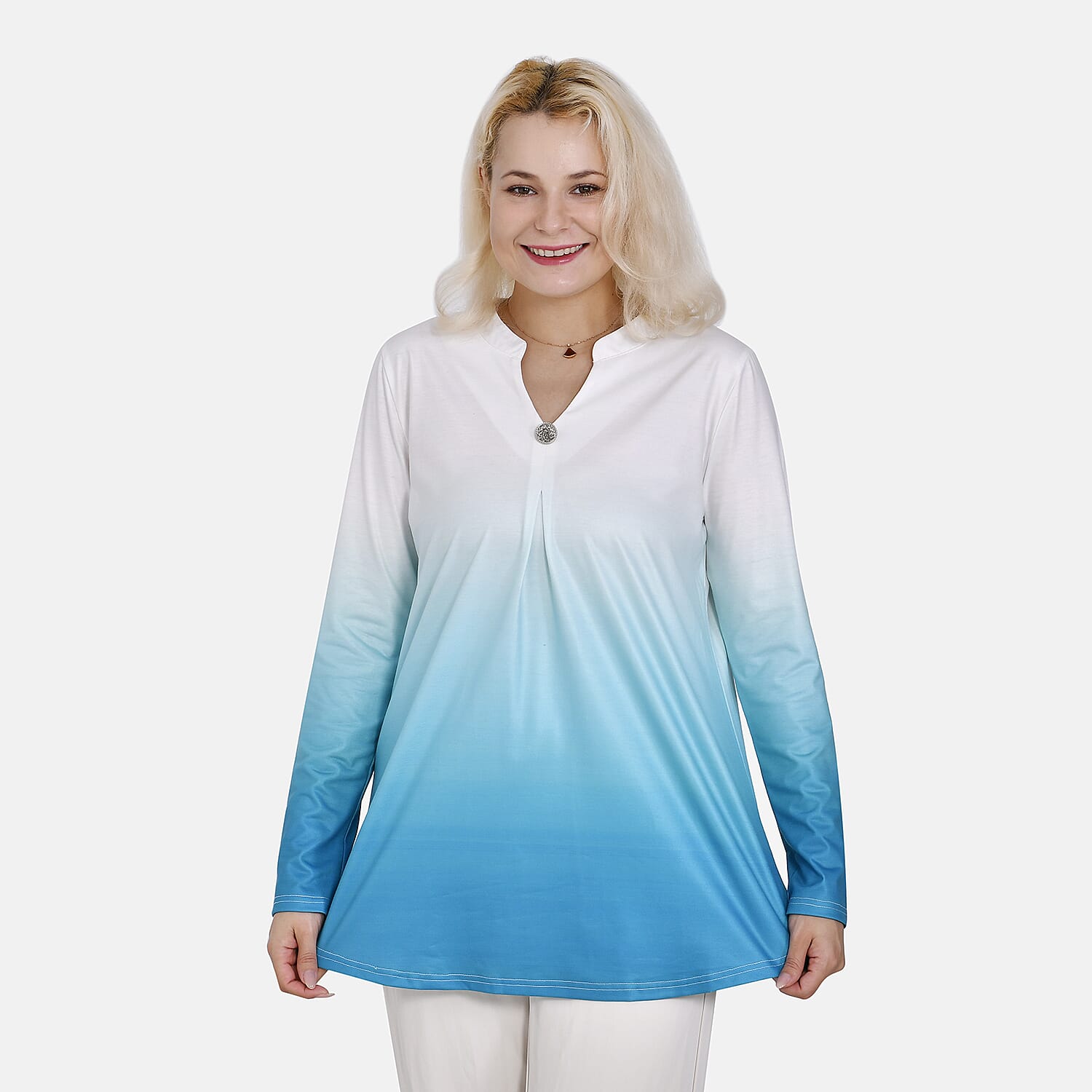 La Marey Gradient V-Neck Top - Red