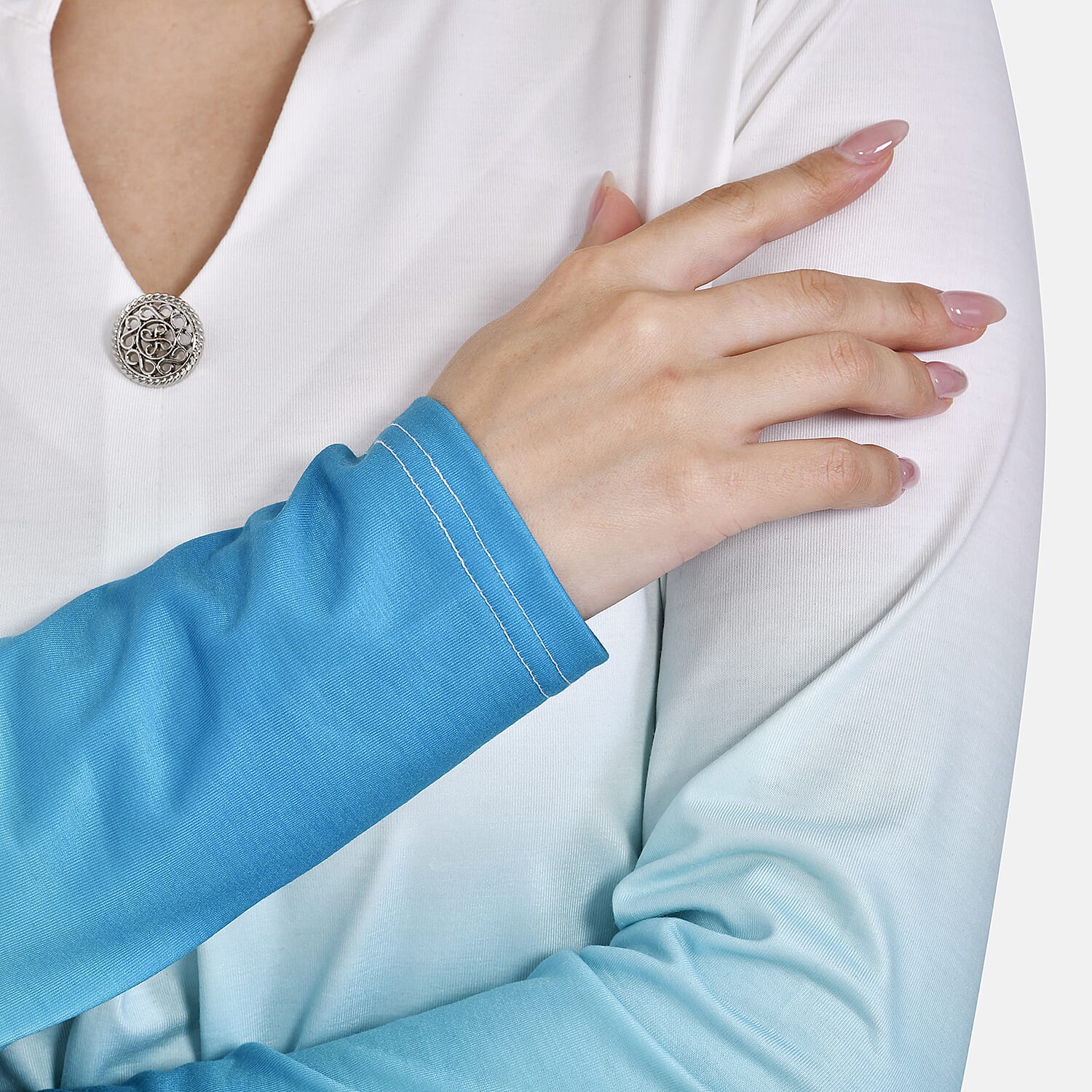 La Marey Gradient V-Neck Top - Red