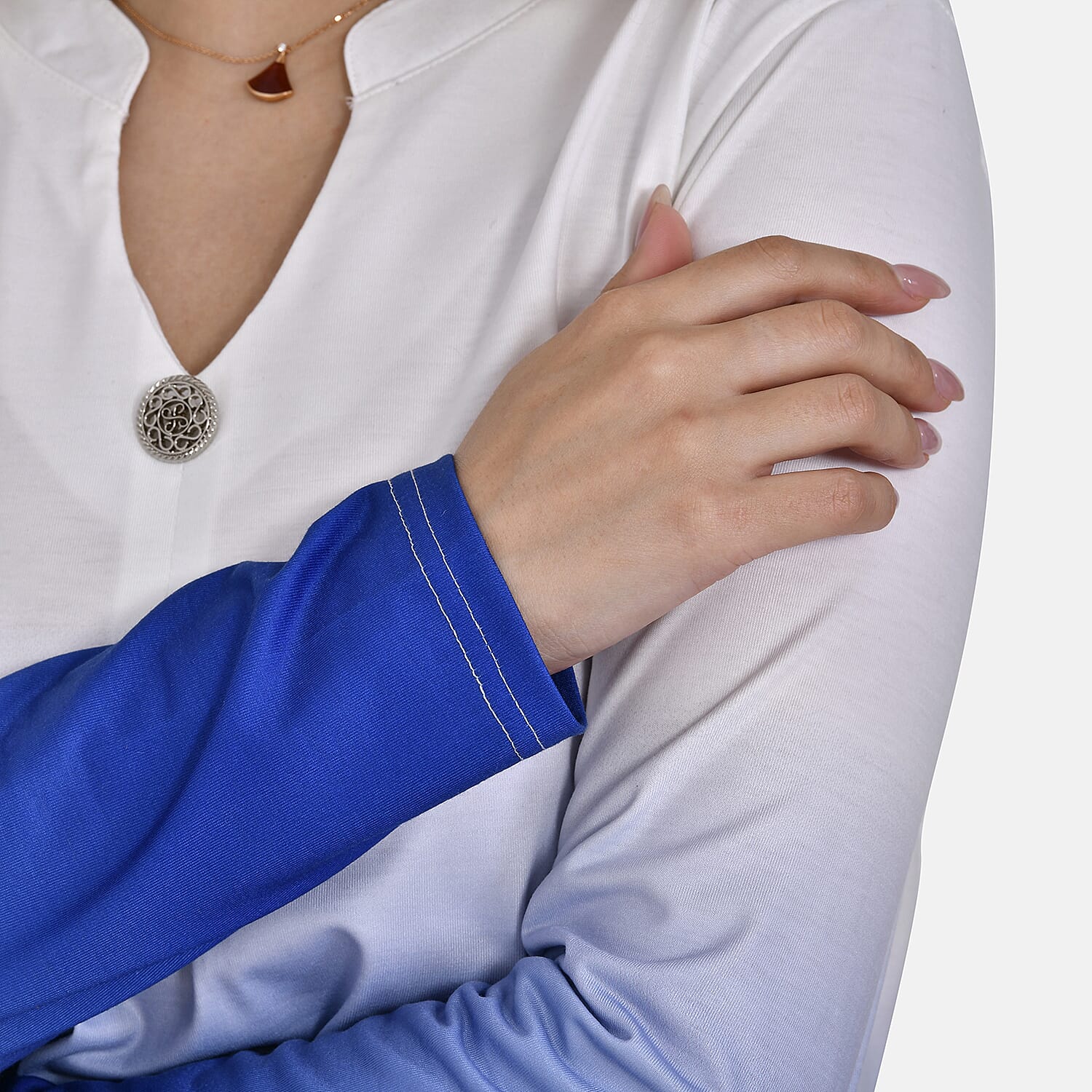 La Marey Gradient V-Neck Top - Red