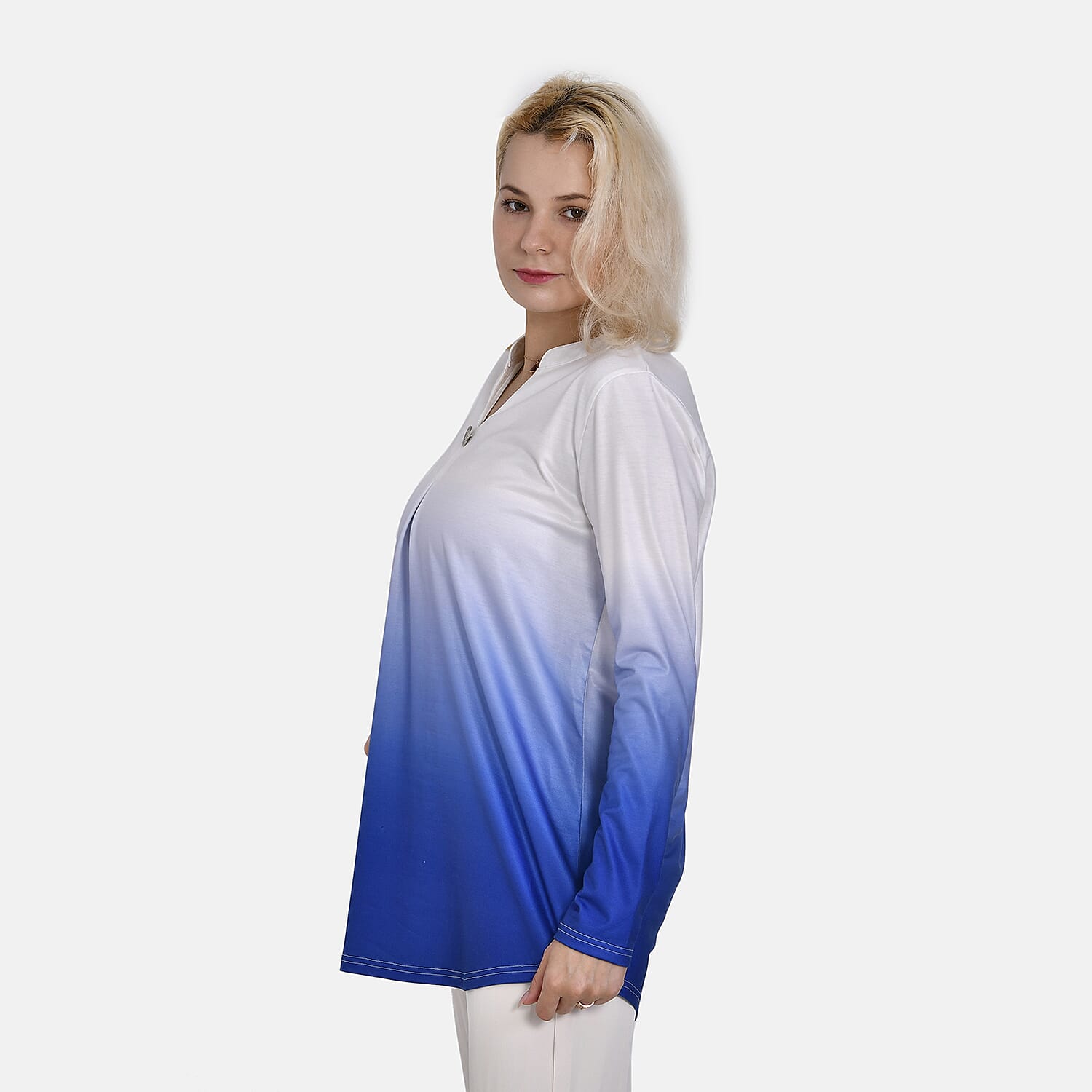 La Marey Ombre V-Neck Top (Size XXL 24 to 26) - Royal Blue