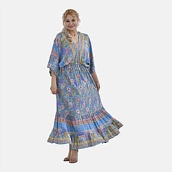TAMSY Mixed Printed Elastic Waist Maxi Dress