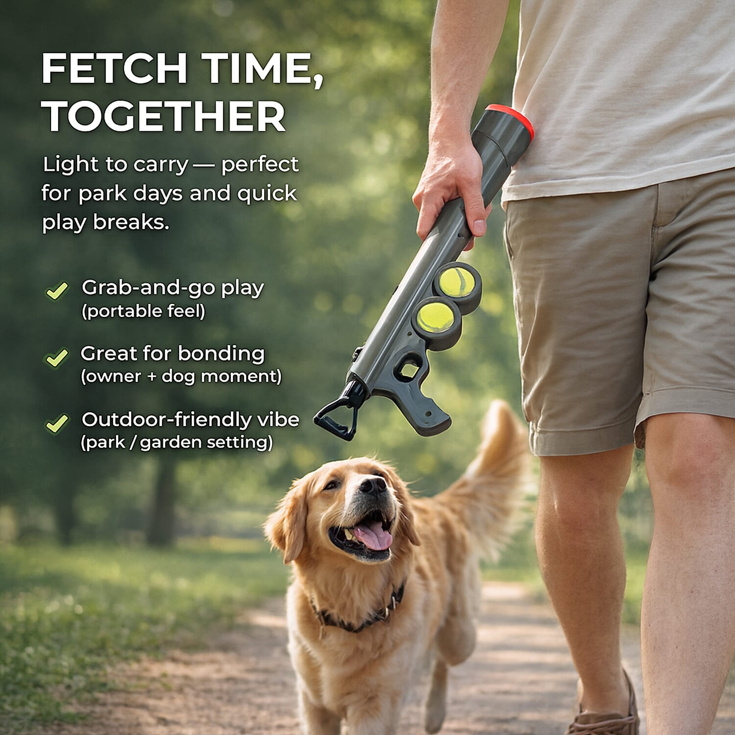 Interactive Pet fetch tennis ball launcher with 10-meter range - Green