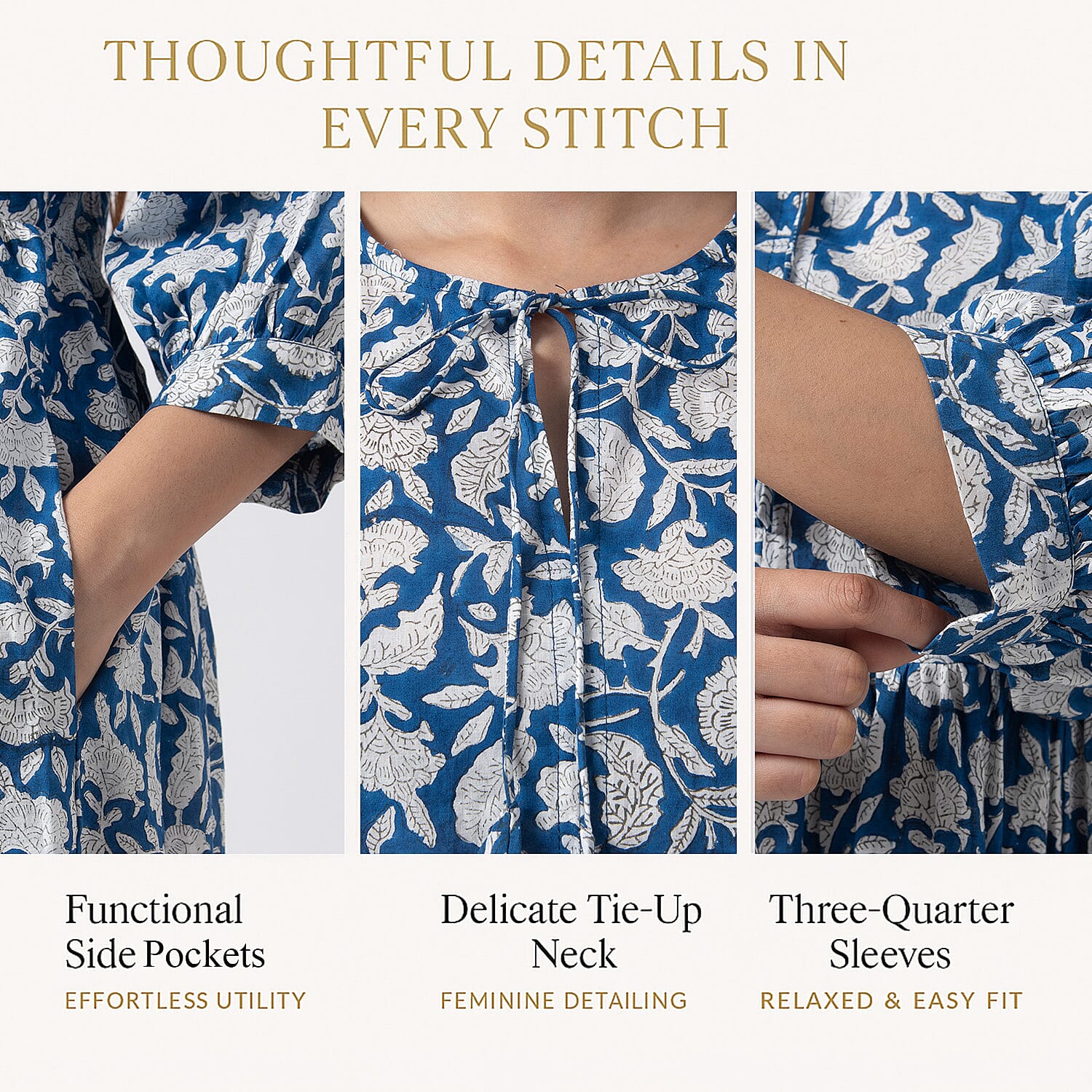  La Marey Pure Cotton A-Line Block Dress