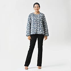 LA-MAREY Pure Cotton Block Print Quilted Jacket