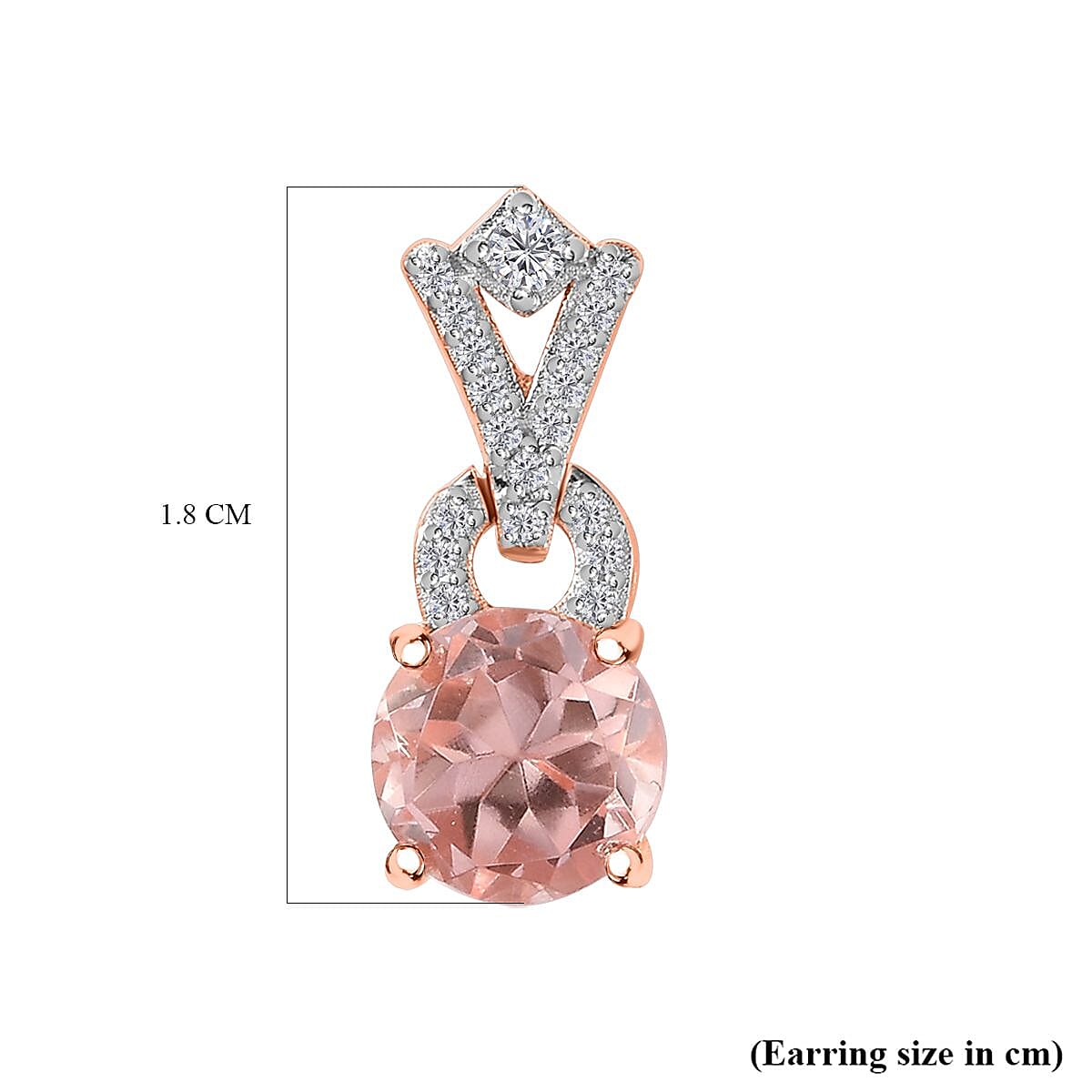 Morganite Color Quartz & Natural Zircon Earrings in 18K Rose Gold Vermeil Plated Sterling Silver 3.48 Ct.
