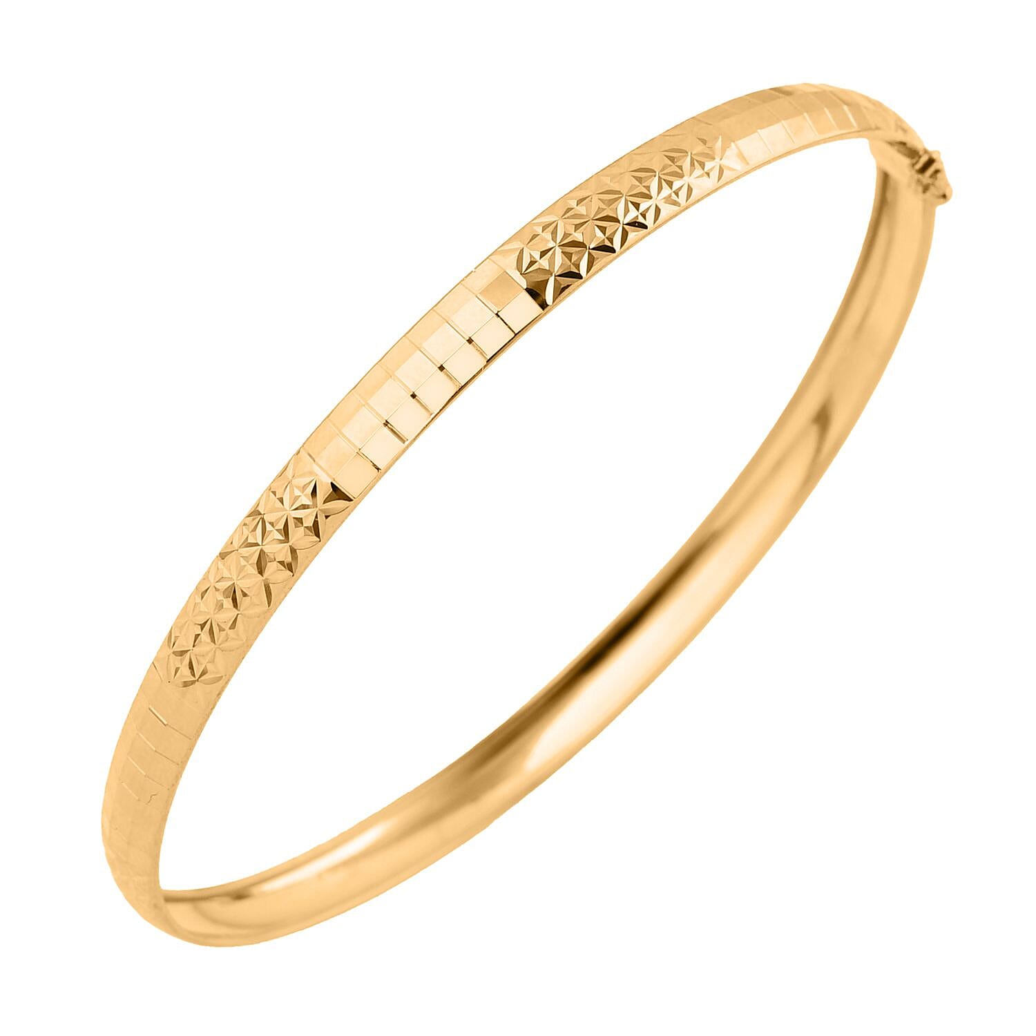 Limited Stock- 22K (91.6% Purity) Yellow Gold Diamond Cut Bangle 7.5 Inch , Gold Wt. 5.50Gms