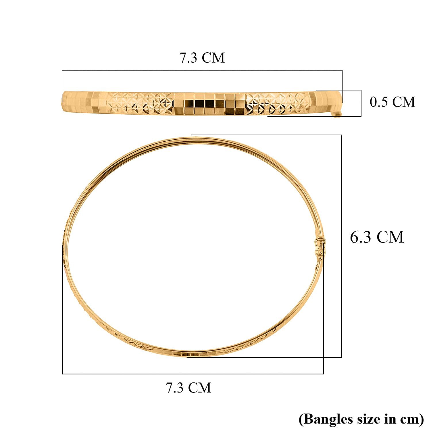 Limited Stock- 22K (91.6% Purity) Yellow Gold Diamond Cut Bangle 7.5 Inch , Gold Wt. 5.50Gms