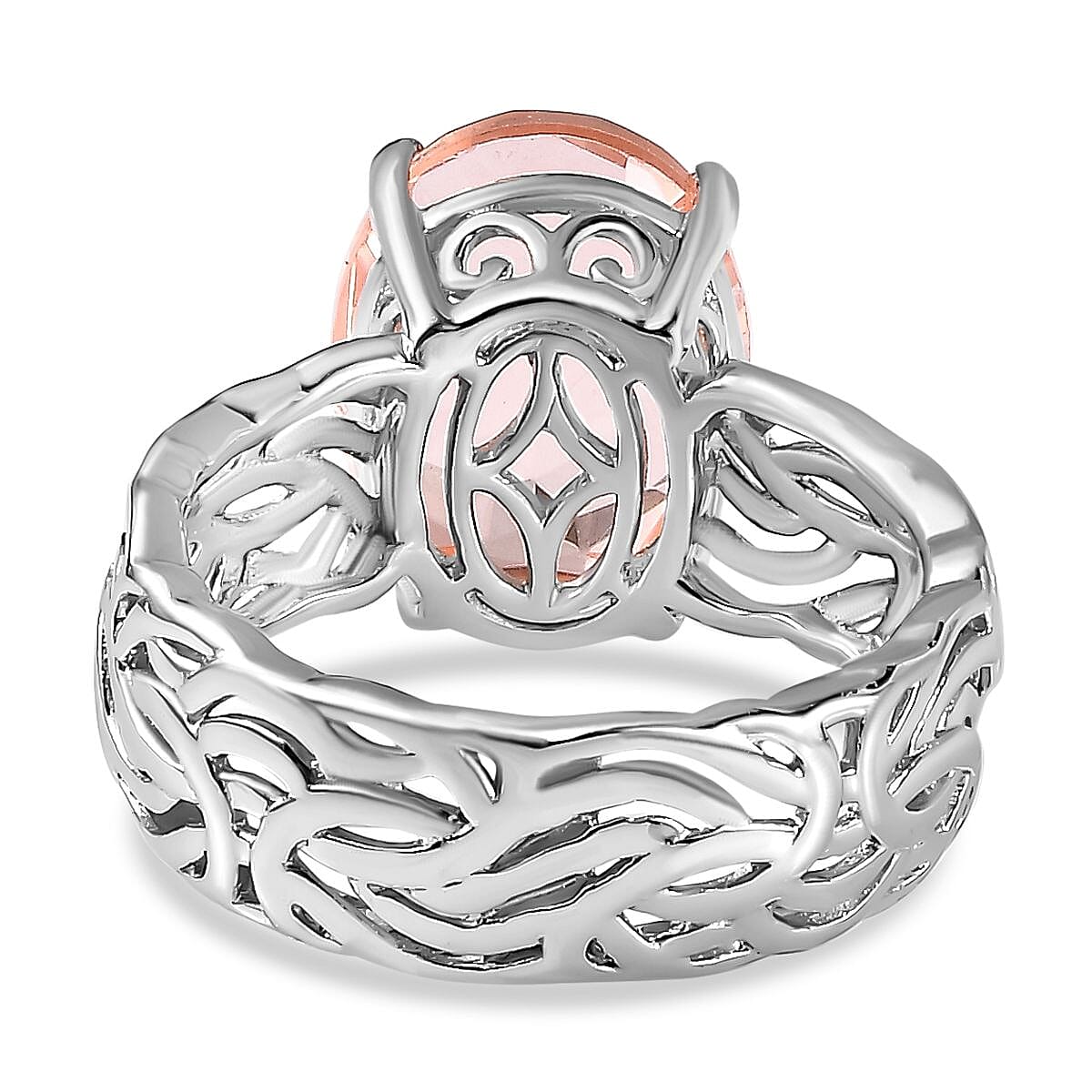 Morganique Triplet Quartz  Ring in Platinum Overlay Sterling Silver 5.00 ct  5.359  Ct.