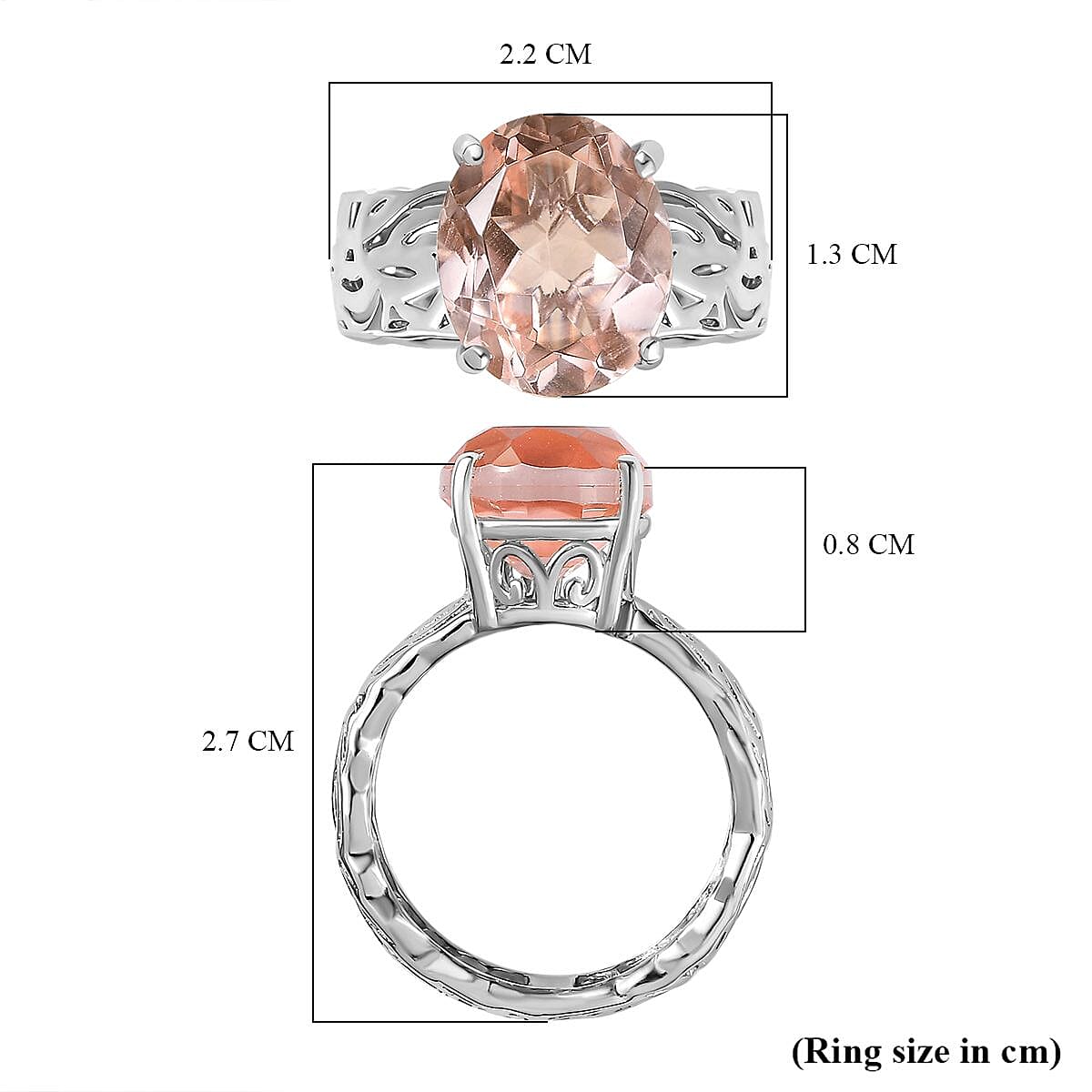 Morganique Triplet Quartz  Ring in Platinum Overlay Sterling Silver 5.00 ct  5.359  Ct.