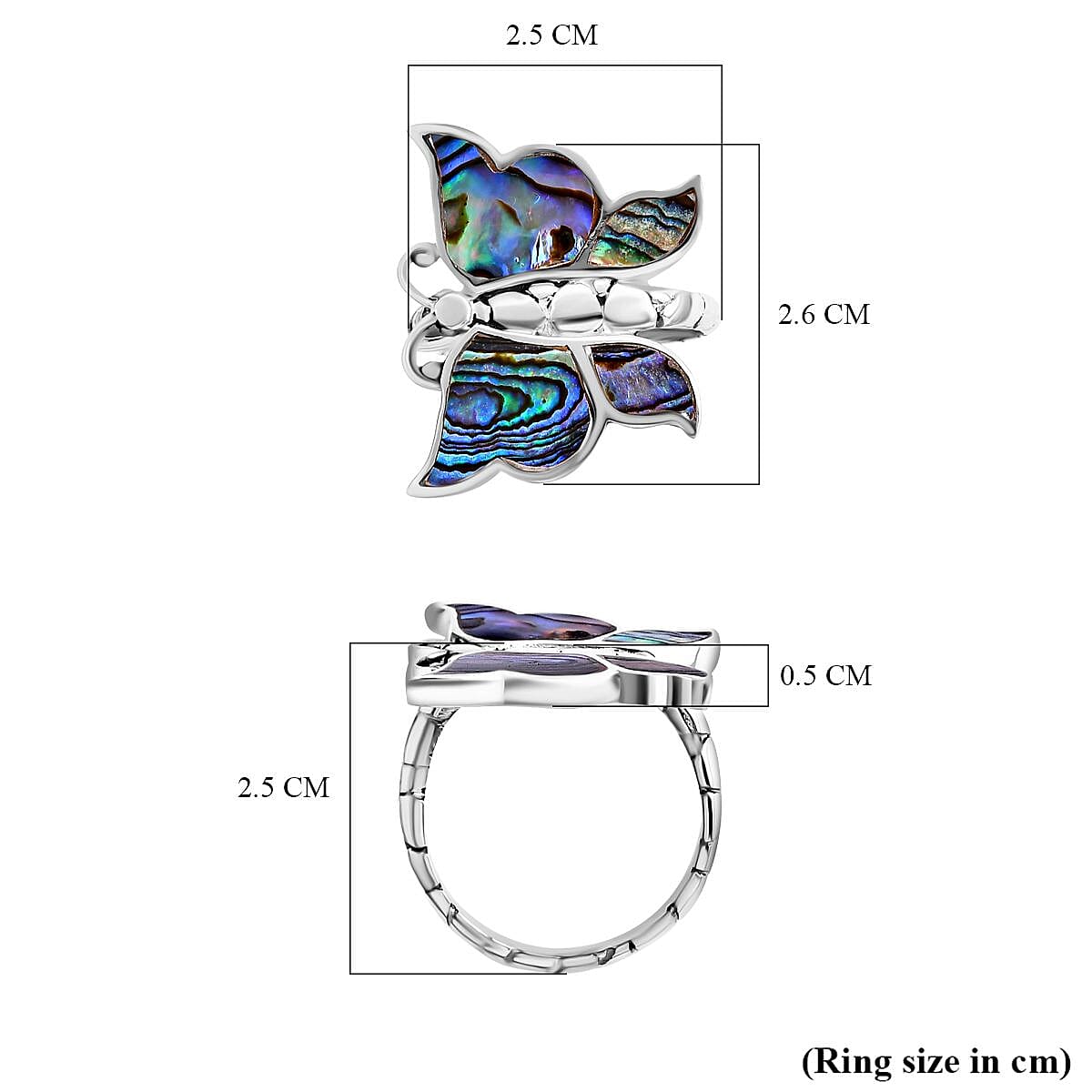 Royal Bali Collection Abalone Shell Ring Sterling Silver 2.95 Ct, Silver Wt. 6.08 Gms.