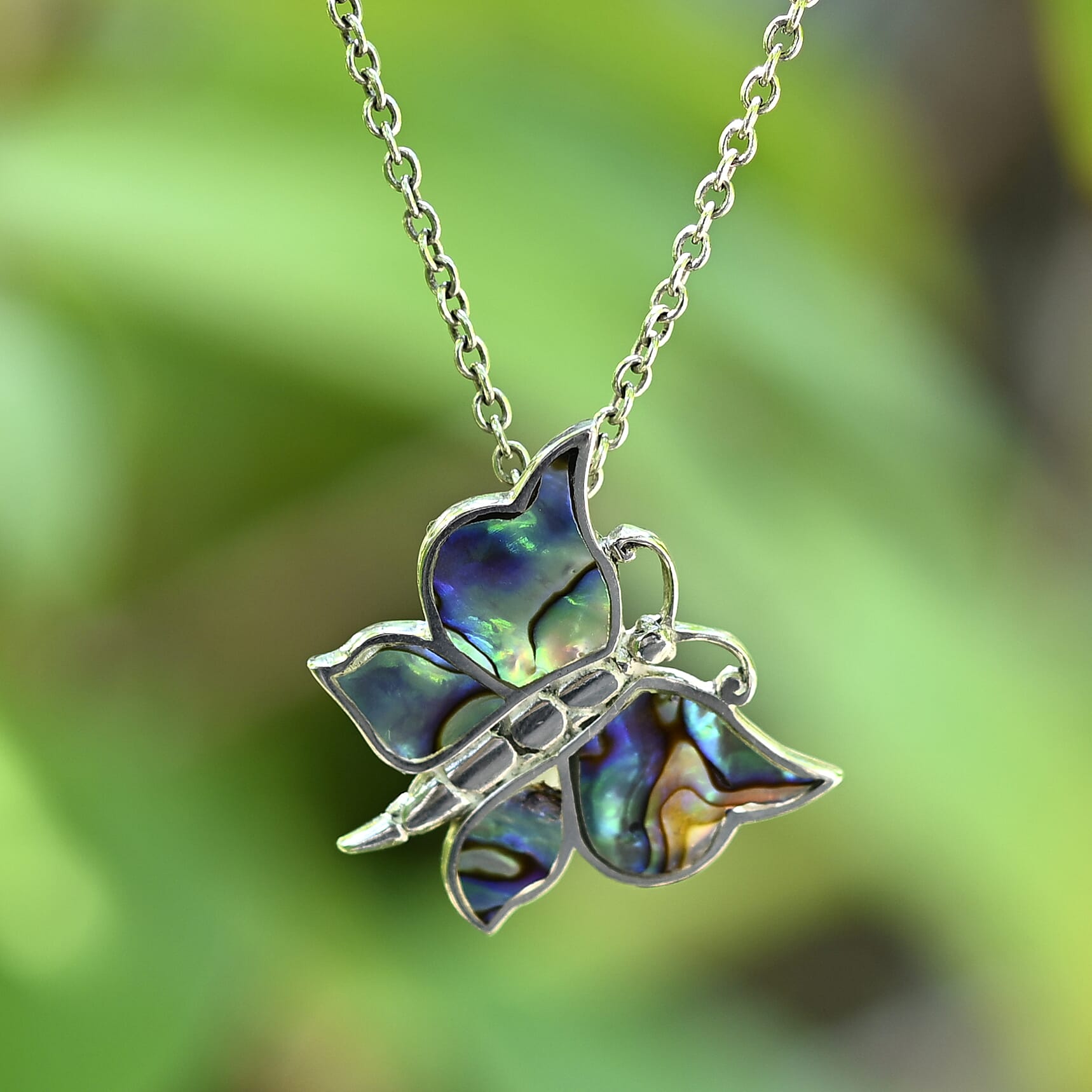 Royal Bali - Abalone Shell Butterfly Pendant Sterling Silver 5.00 Ct.