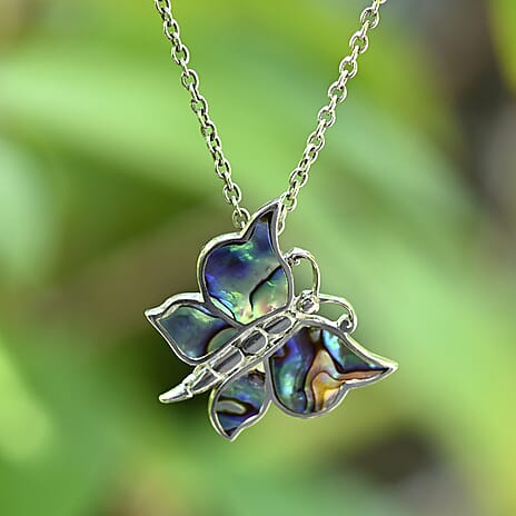 Royal Bali - Abalone Shell Butterfly Pendant Sterling Silver 5.00 Ct.