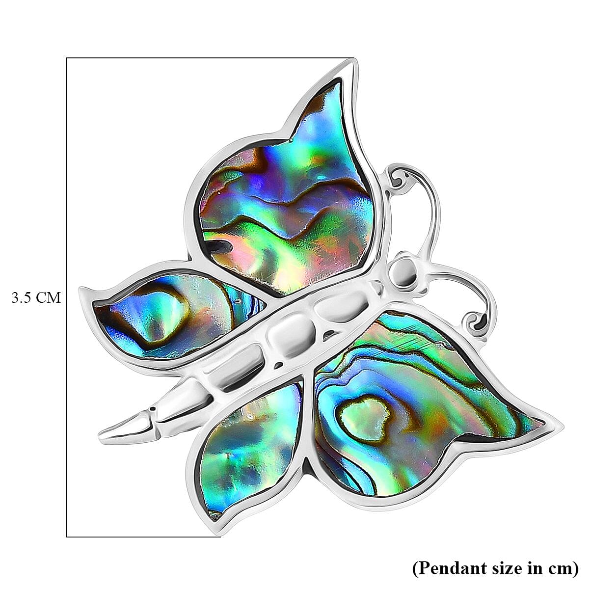 Royal Bali - Abalone Shell Butterfly Pendant Sterling Silver 5.00 Ct.