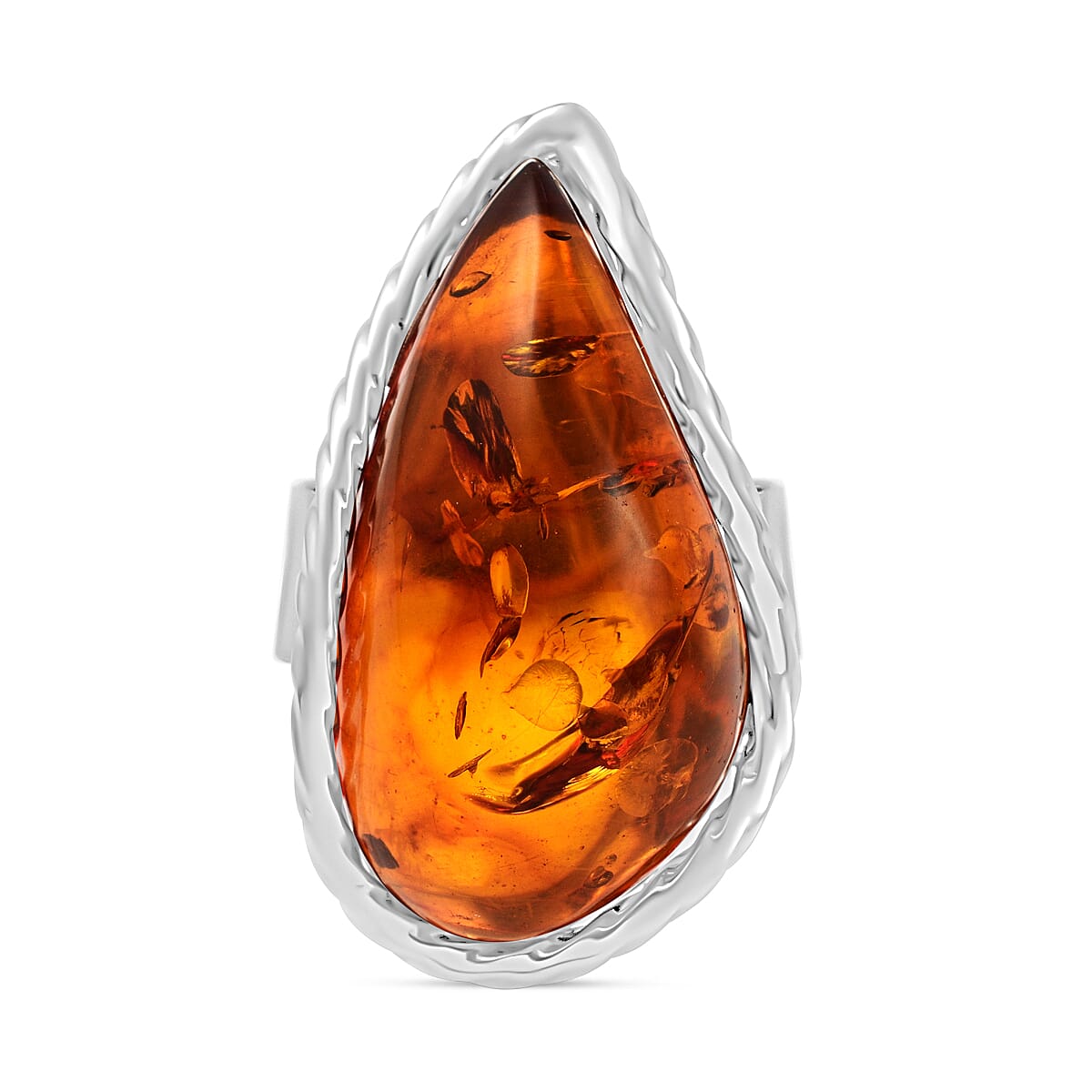 Natural Baltic Amber Ring in Sterling Silver
