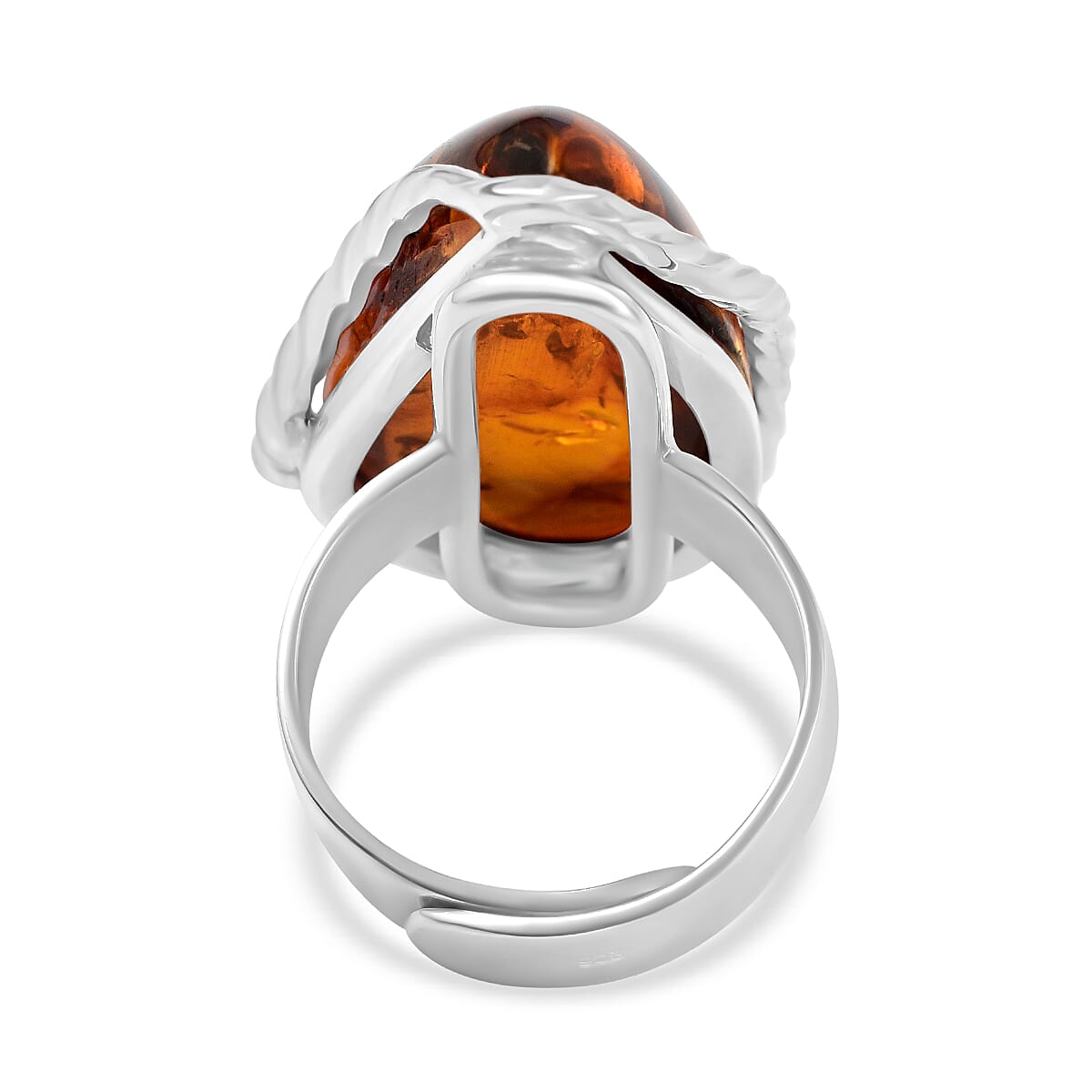 Natural Baltic Amber Ring in Sterling Silver