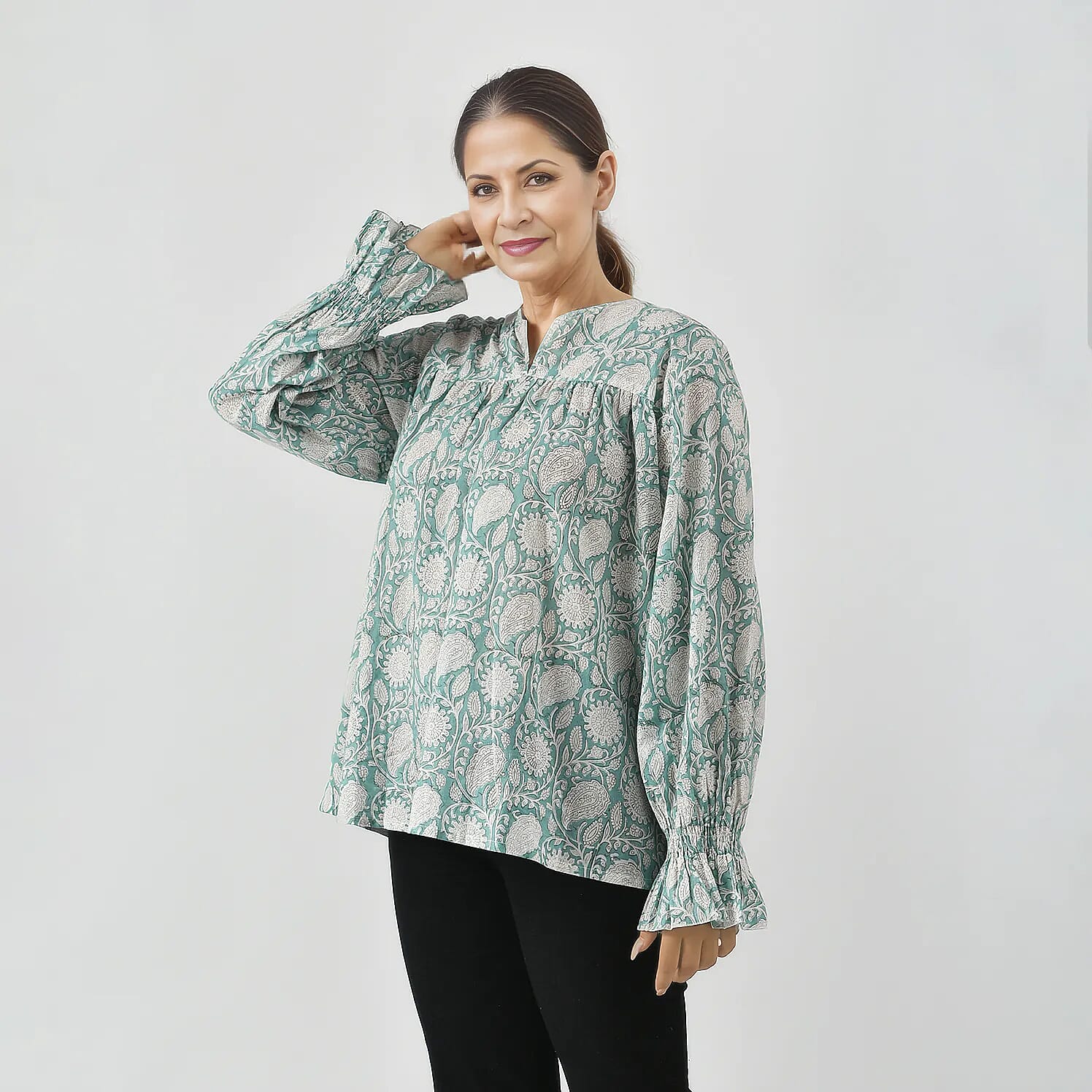 La Marey Pure Cotton Block Printed Blouse