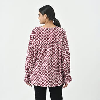 https://tjcuk.sirv.com/Products/77/4/7748316/Tamsy-Cotton-Block-Blouse-Size-73x1-cm-Burgundy-White_7748316_1.jpg?w=342&h=342