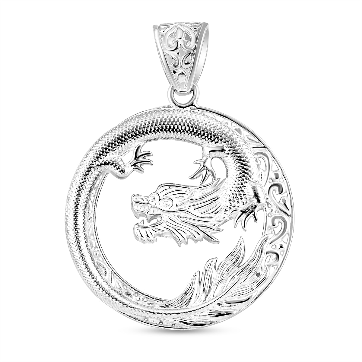 Royal Bali Collection - Sterling Silver Dragon Locket Pendant, Silver Wt. 8.5 Gms