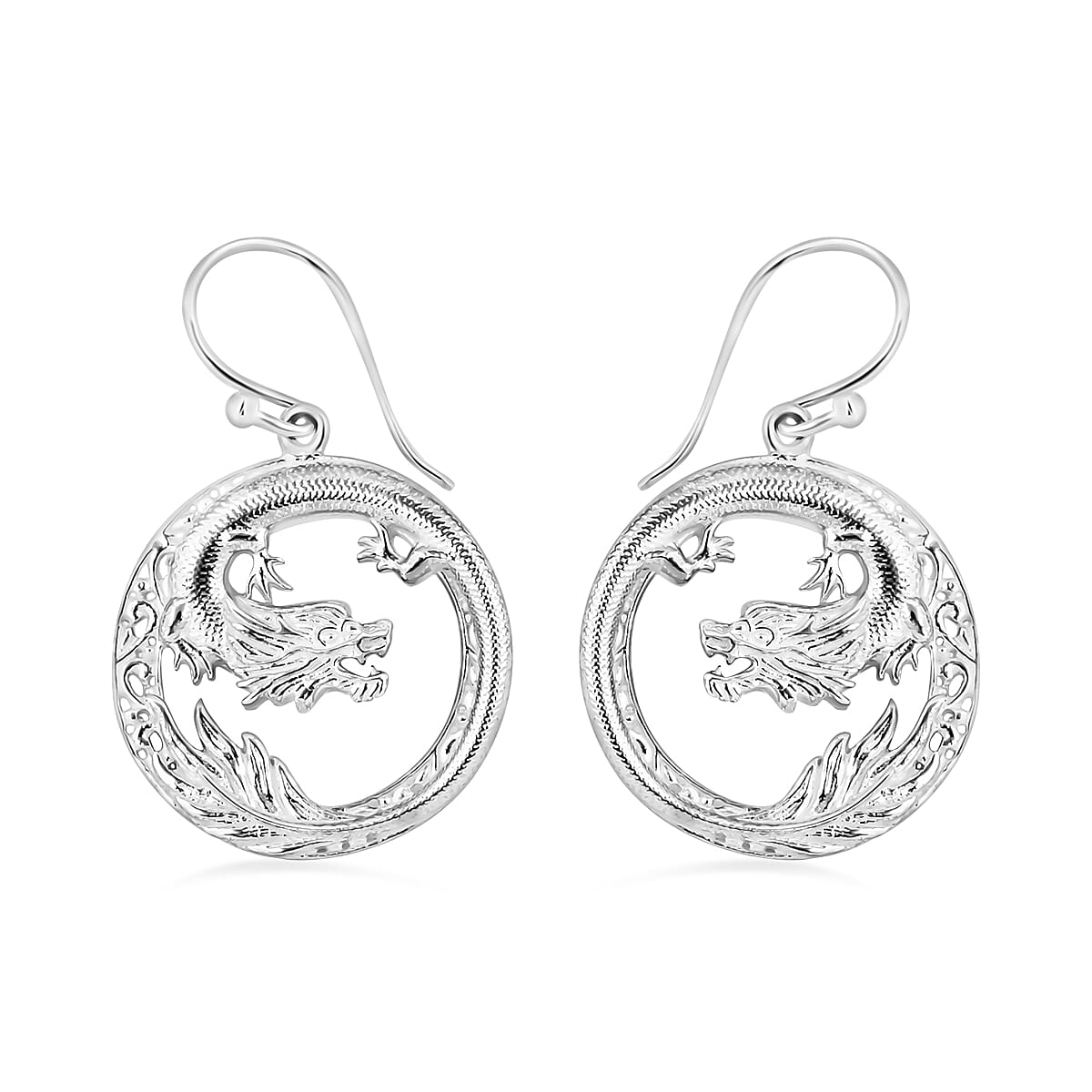 Royal Bali Collection - Sterling Silver Dragon Earrings, Silver Wt. 6.30 Gms