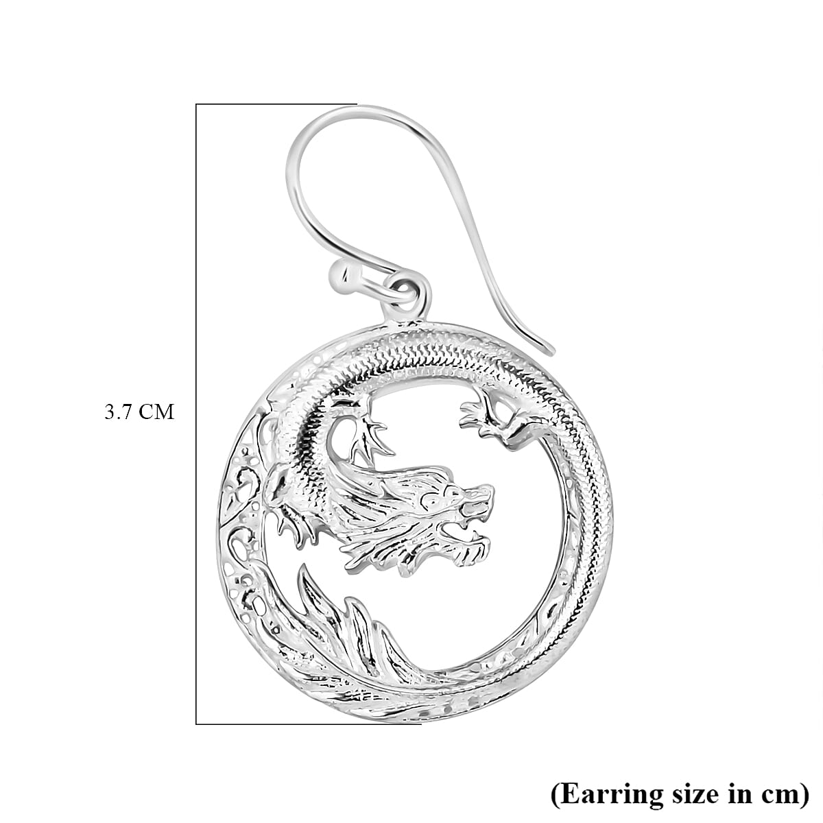 Royal Bali Collection - Sterling Silver Dragon Earrings, Silver Wt. 6.30 Gms