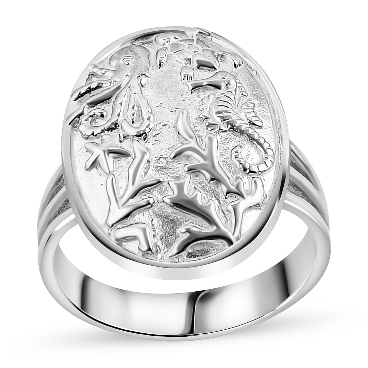 Royal Bali Collection - Sterling Silver Sea Safari Ring, Silver Wt. 8.46 Gms